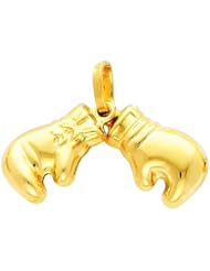 14K Yellow Gold Double Boxing Glove Charm Pendant