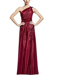 A-line Organza/Polyester/Velvet One Shoulder Sleeveless Tank Sequined Cocktail Floor Length Natural   Waistline Homecoming Dress/Prom Dress/Wedding Party Dress 
