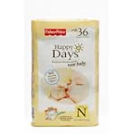 Fisher Price Happy Days Baby Diapers Jumbo Pack, Newborn, 36 Count (Pack of 6)