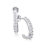 1/4 cttw Diamond J-Hoop Earrings in 10k White Gold