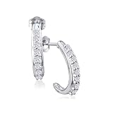 10K White Gold Diamond J-Hoop Earrings 1/4ct tw