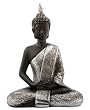 Silver Robe Meditating Buddha Statue - Free Shipping