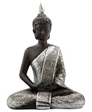 Silver Robe Meditating Buddha Statue - Free Shipping