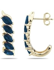 1.10CTW Sapphire Hoop Earrings in Yellow Gold