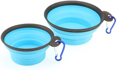 Forpet Set of 2 100% Non-toxic Food Grade Silicone Pet Bowl - Collapsible Dog and Cat Bowl - Portable Lightweight Travel Dog Bowl with Carabiner - 100% Money Back Guarantee