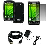 EMPIRE Black Rubberized Hard Case Cover + Screen Protector + Home Wall Char ....