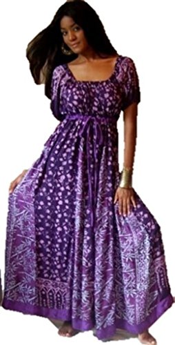 Lotustraders Peasant Dress Empire Inset Short Sleeve Batik B582