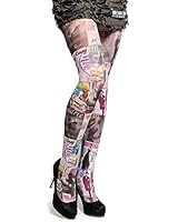 Magazine Collants Imprim&eacute; Fantaisie Et R&eacute;tro (Blanc) Taille Unique