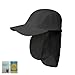 Juniper Taslon UV 5 Panel Cap with Tuck Away Flap, One Size, Black