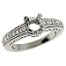 14k White Designer Round Diamond Semi-Mount Engagement Ring - Size 7.0
