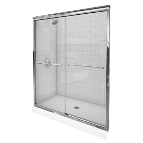 KOHLER K-702207-L-SHP Fluence 3/8-Inch Thick Glass Bypass Shower Door, Bright Polished Silver