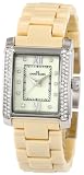 AK Anne Klein Women's 10/9923CMTN Swarovski Crystal Accented Beige Silver-Tone Ceramic Watch