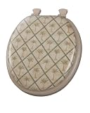 Tools & Hardware : Mayfair 1340EC 078 Soft Series Island Palms Toilet Seat with Easy-Clean Hinges, Round, Beige