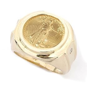 14K 1/10 oz. 1986 First Year Issue American Eagle Coin & Diamond Ring by 