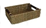 BRAND NEW SEAGRASS STORAGE BASKET WITH WOOD HANDLES SMALL