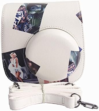 Coromose Durable Metallic Leather Camera Bag For FUJIFILM Instax Mini8 Mini8s (White)