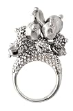 .925 Sterling Silver Designer Beaded Bead Grape Cluster Ring