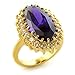 Jewelry - Amethyst CZ Gold Tone Cocktail Ring SZ 7 title=