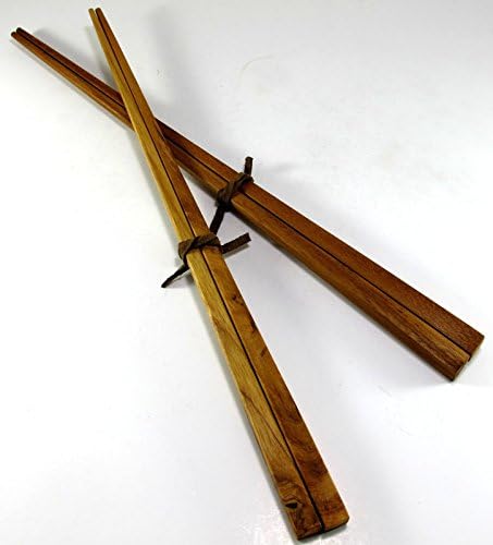 2 Pairs of Teak Wood Chopsticks with Noodles Dinnerware Kitchen Utensil