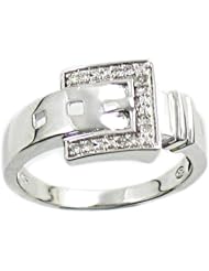 10k White Gold Diamond-Accent Buckle Ring