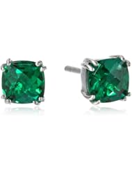 10k Gold, May Birthstone, Created Emerald Earrings