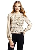 Twelfth St. By Cynthia Vincent Ruffle Blouse, Off White/Black, Large Twelfth St. By Cynthia Vincent Ruffle Blouse, Off White/Black, Large