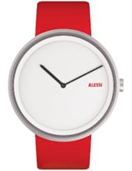 Alessi Unisex AL13002 Out Time Red Leather Strap Watch