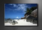 Bild auf Leinwand Strand 120 x 80 cm Modell-Nr. XXL 5005 Bilder fertig gerahmt mit Keilrahmen riesig. Ausführung Kunstdruck als Wandbild mit Rahmen. Günstiger als Ölbild Gemälde Poster Plakat mit Bilderrahmen