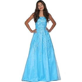 Formal Evening Gown. Turq Aline Strapless Ball Gown Dress for for Ball Gown, Formal, Prom, Party,...
