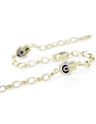 14k Gold Hamsa Bracelet with Double Sided Ceramic Evil Eye Beads