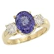 14K Yellow Gold Tanzanite and Diamond Ring
