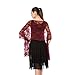 Women Lightweight Rose Lace Shawl, Gzcvba Bridal Evening Party Wrap Scarf (Wine Red)