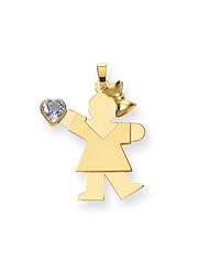 14k Yellow Gold Girl with CZ March Birthstone Charm. Metal Wt- 1.95g