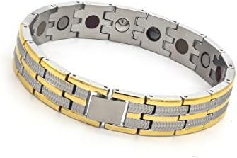 Brand New Mens Golf Stainless Steel Magnetic Therapy Bracelet in Velvet Pouch with Free Link Removal Tool
