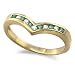 9ct Yellow Gold Ladies Emerald and 10pts of Diamonds Set Wishbone Ring Size - P