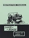Land Rover Series 1 1948-58 Official Owners Handbook (4277): Official Owners' Handbook for 80, 107, 88, and 109 Models