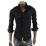 Doublju Mens Casual Shoulder Strap Shirts (CXJL)