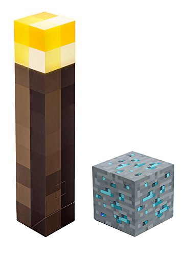 Minecraft Officially Licensed Light-Up Torch and Diamond Ore Set in Official ThinkGeek Packaging