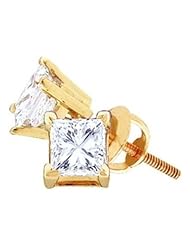 1 cttw 14k White Gold Mens Square Stud Earrings (Real Diamonds: 1 cttw)