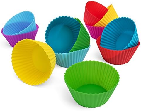 12 Silicone Baking Cups - Cupcake Baking Cups - Non-Stick -Throw Away Your Muffin/Cupcake Pans