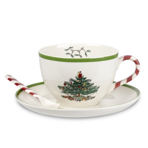 Spode Christmas Tree Peppermint Jumbo Cup and Saucer