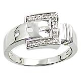 10K White Gold Diamond Accent Buckle Ring