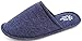 Sunshine Code Men's Memory Foam Cotton Washable Slippers with Matching Travel Bag for Home Hotel Spa Bedroom, L, Navy