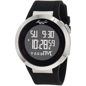 Kenneth Cole Mens Touch Screen Watch with Black LCD Display and Black Silicone Strap