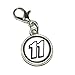 Graphics and More 11 Number Eleven Antiqued Bracelet Pendant Zipper Pull Charm with Lobster Clasp