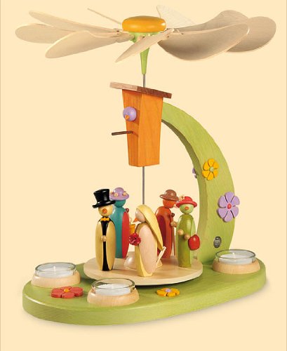 1-tier German Christmas Pyramid Year around - 32cm / 13 inch - Authentic German Erzgebirge Christmas Pyramids - Müller Kleinkunst