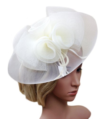 Feather Fabric Flower Fascinator Hair Clip Hat