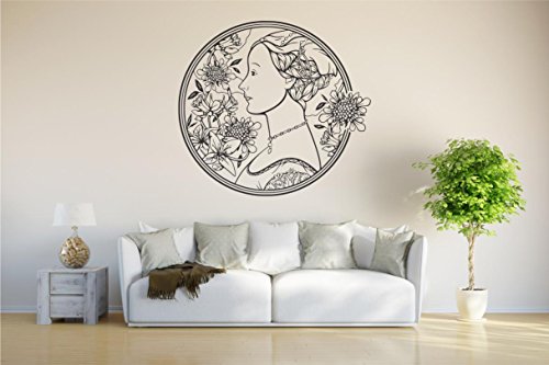 Imagen 1 de Etiqueta de la pared d100 mujer bonita con flores 40x36 cm