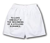 White Boxer Short with To love oneself is the beginning of a lifelong romance.