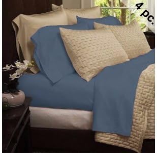 Natural Luxury Bamboo Bed Sheets - HIGHEST QUALITY Ultra Soft 4 Piece Eco-Friendly Bamboo Bed Sheets - Wrinkle Free &amp; Hypoallergenic - California King - Sky Blue